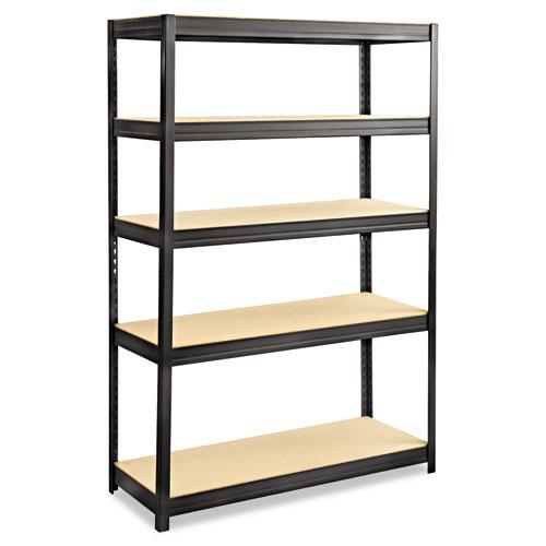 Boltless Steel/Particleboard Shelving, Five-Shelf, 48w x 18d x 72h, Black