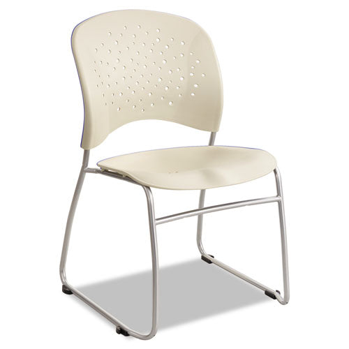 Rêve Series Guest Chair With Sled Base, Latte Plastic, Silver Steel, 2/CT