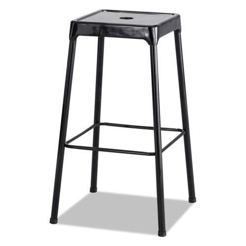 Bar-Height Steel Stool, Backless, Supports Up to 250 lb, 29  Seat Height, Black