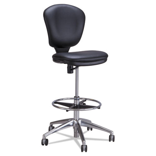 Metro Collection Extended-Height Chair, Supports Up to 250 lb, 23" to 33" Seat Height, Black Vinyl Seat/Back, Chrome Base