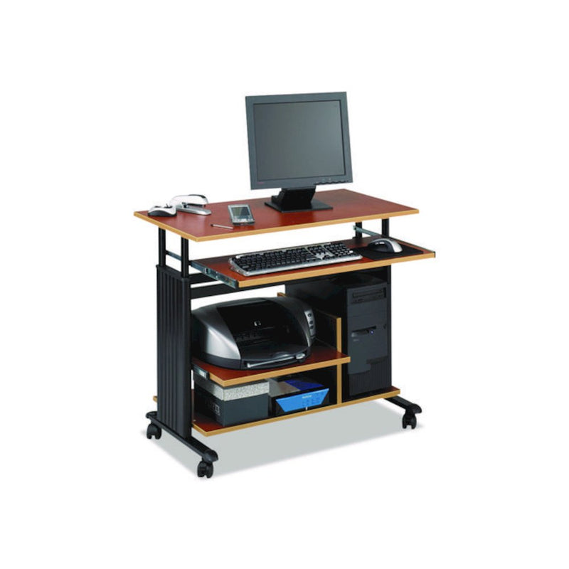 Muv 28" Adjustable-Height Mini-Tower Computer Desk, 35.5" x 22" x 29" to 34", Cherry/Black