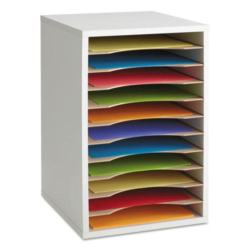 Wood Vertical Desktop Literature Sorter, 11 Sections 10 5/8 x 11 7/8 x 16, Gray