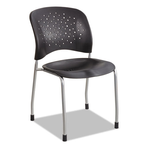 Rêve Series Guest Chair W/ Straight Legs, Black Plastic, Silver Steel, 2/Carton