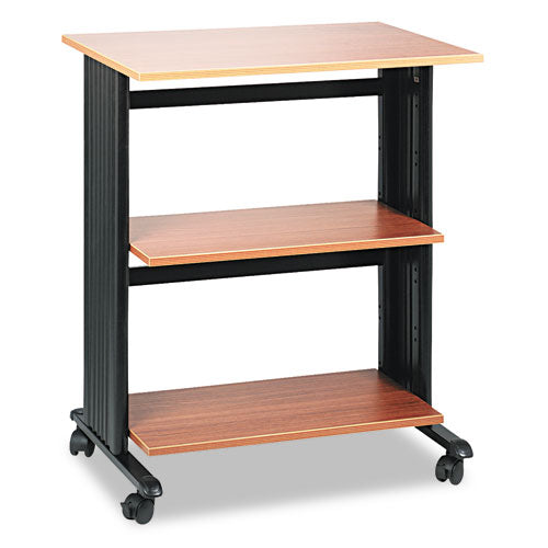 Muv Mobile Machine Cart, Three-Shelf, 29-1/2w x 20d x 35h, Oak/Black