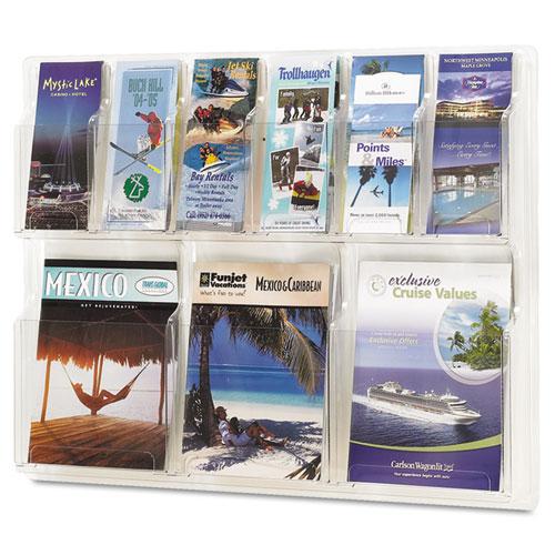 Reveal Clear Literature Displays, 9 Compartments, 30w x 2d x 22.5h, Clear