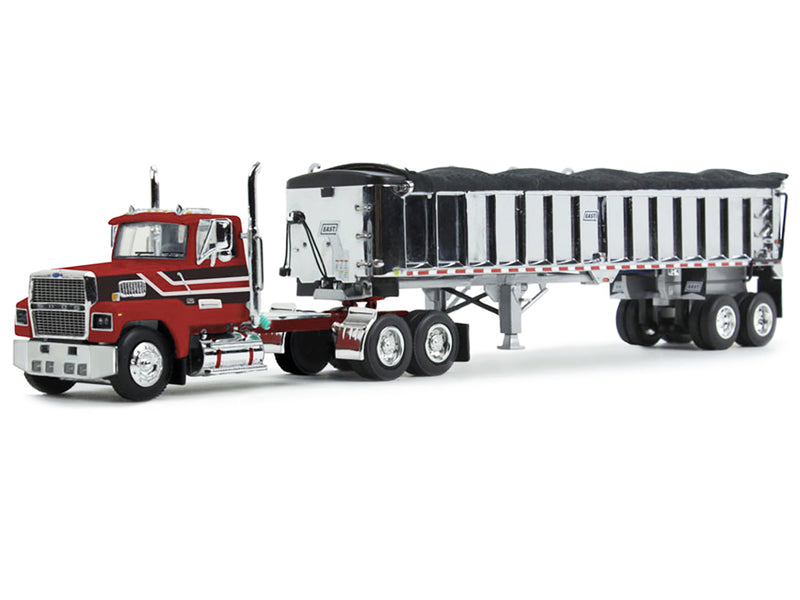 Ford LTL 9000 Day Cab with East End Dump Trailer Red and Black 1/64 Diecast Model by DCP/First Gear