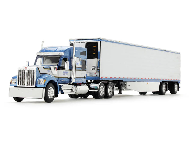 Kenworth W990 76" Mid-Roof Sleeper and Utility 53' Refrigerated Trailer with Skirts Blue Metallic "WD Potato Limited" 1/64 Diecast Model by DCP/First Gear