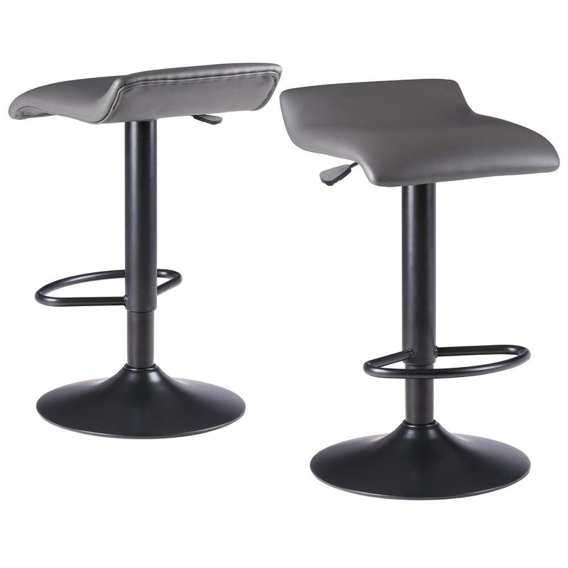 Tarah Adjustable Swivel Stools, 2-Pc Set, Black & Slate Gray