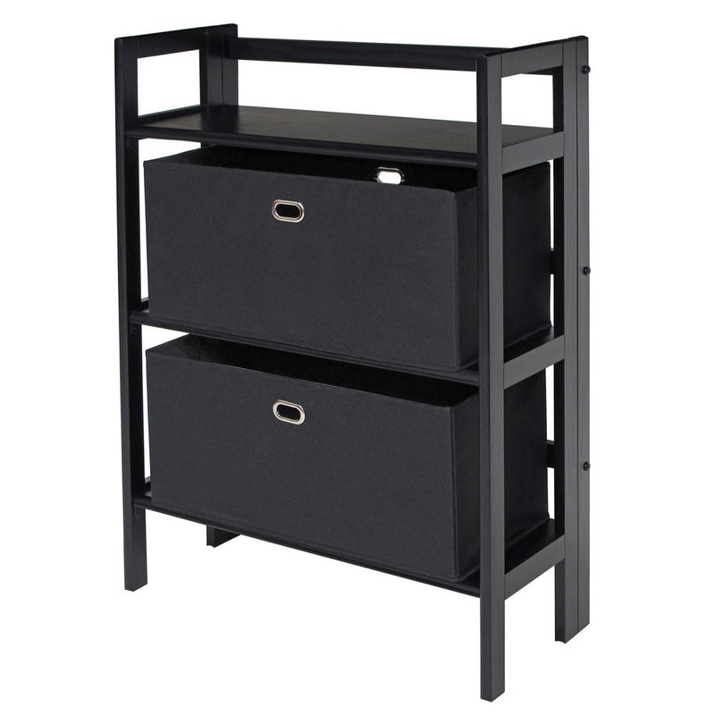 Torino 3-PC Set Folding Bookcase w/ Fabric Basket