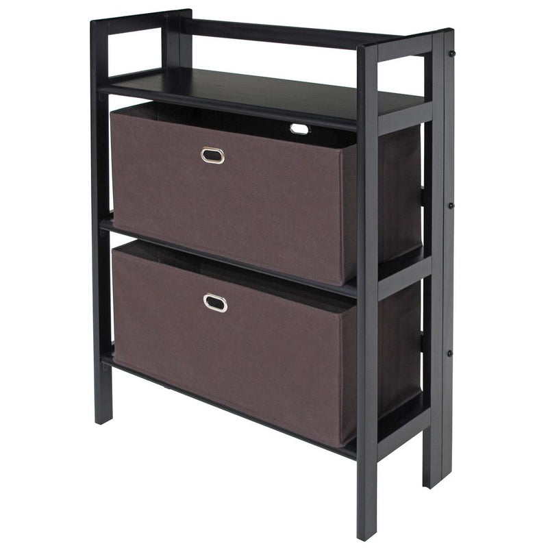 Torino 3-PC Set Folding Bookcase w/ Fabric Basket