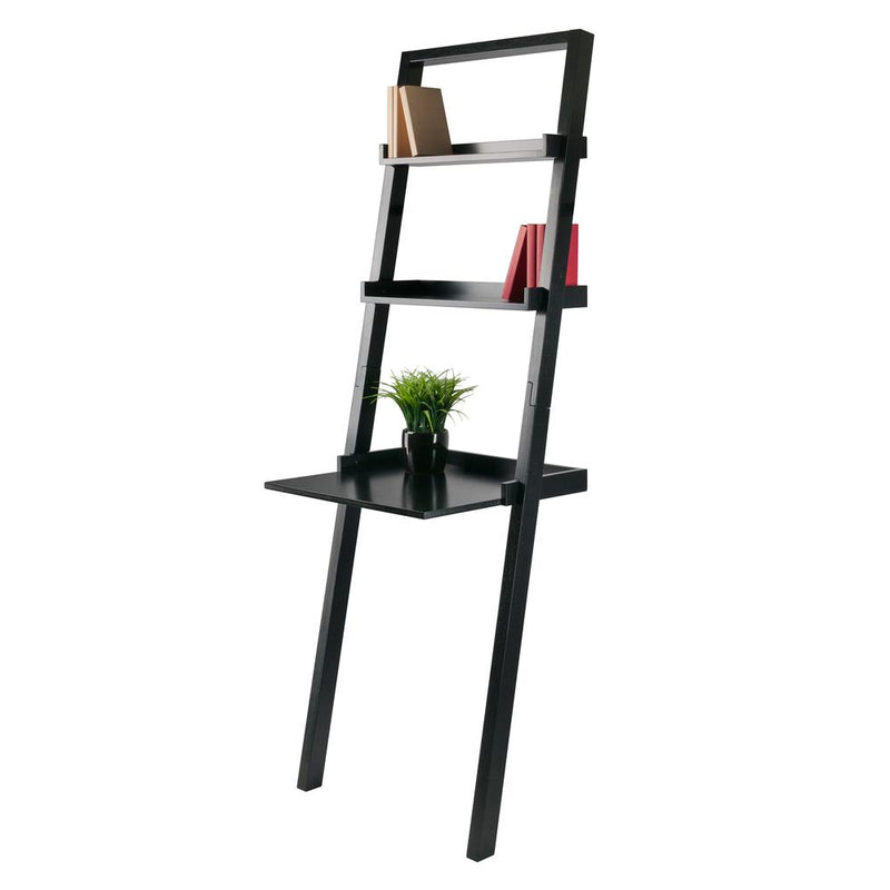 Bellamy Leaning Desk with 2 Shelves in Black