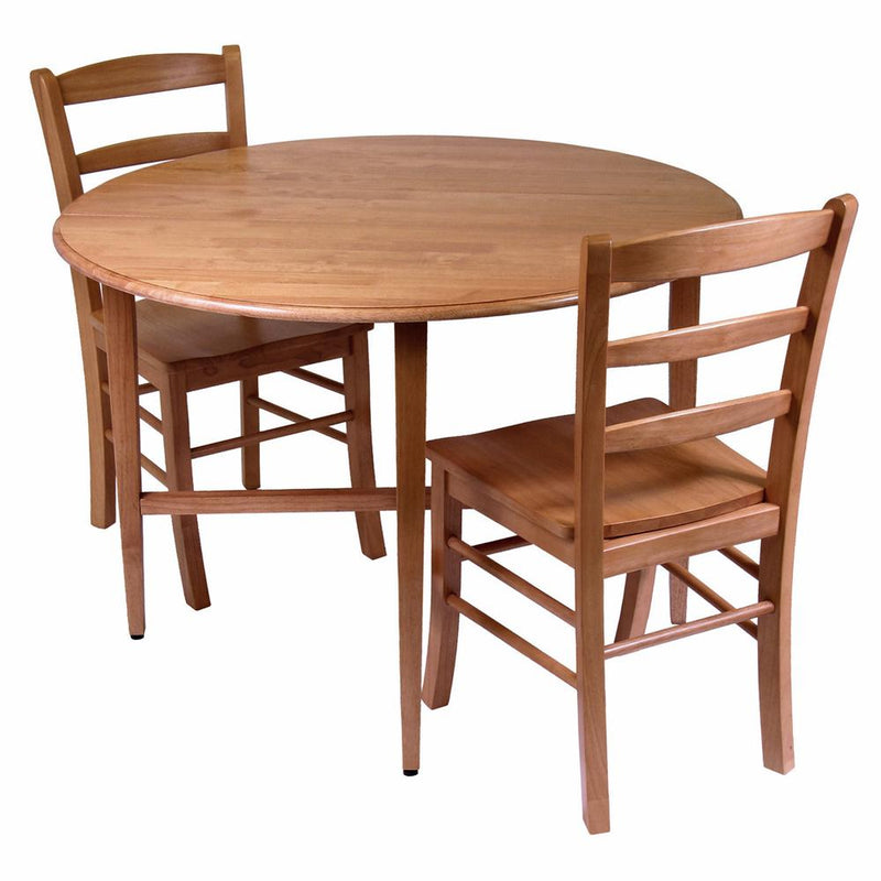 Hannah 3pc Dining Set, Drop Leaf Table with 2 Ladder Back Chairs