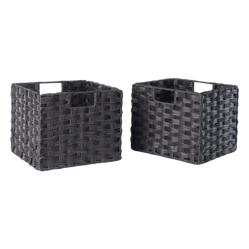 Melanie 2-Pc Woven Fiber Basket Set, Foldable, Chocolate