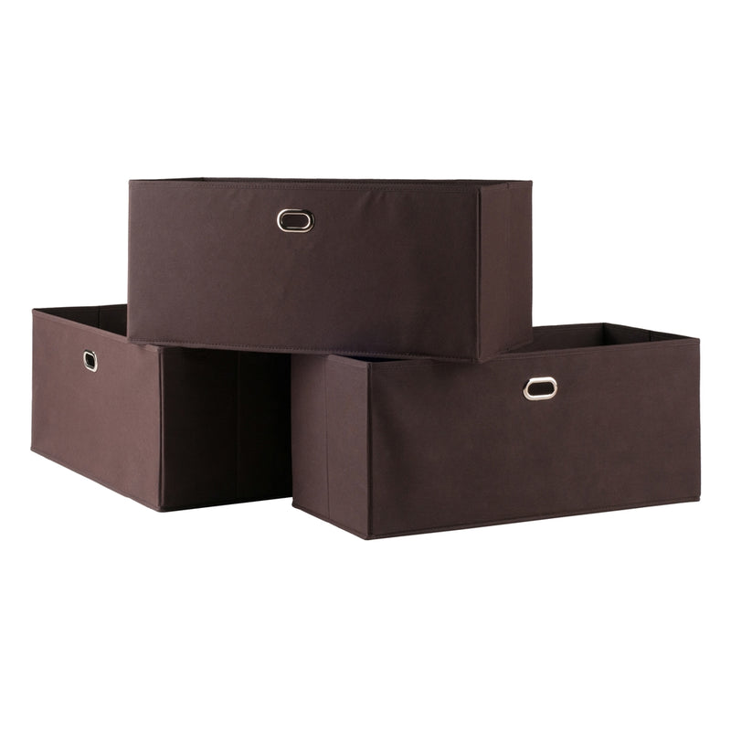 Torino 3-Pc Set Folding Fabric Baskets Chocolate