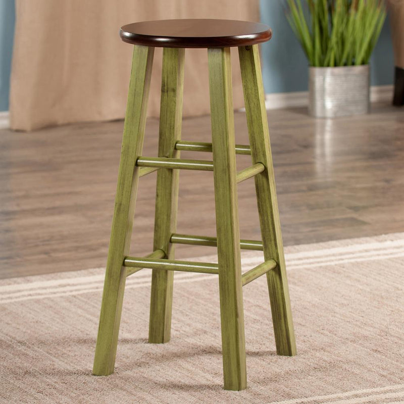 Ivy 29" Bar Stool Rustic Green w/ Walnut Seat