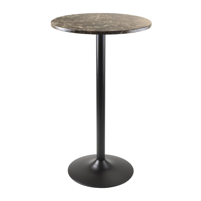 Cora Pub Table, Bar Height, Round, Faux Marble Top, Black Base