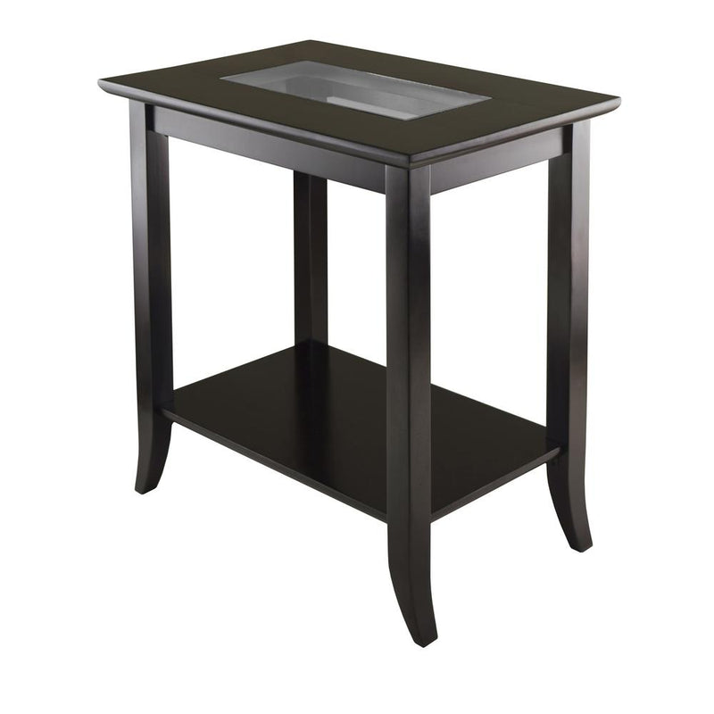 Genoa Rectangular End Table with Glass Top and shelf