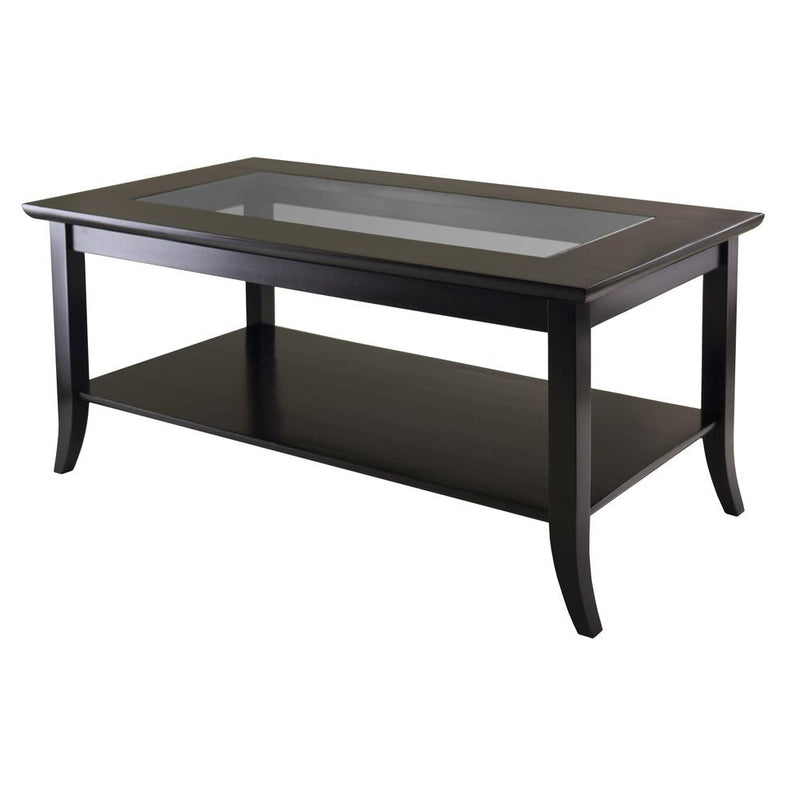 Genoa Rectangular Coffee Table with Glass top and Shelf