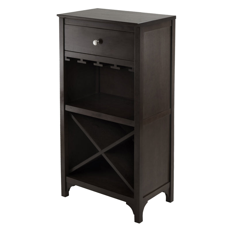 Ancona Modular Wine Cabinet with One Drawer, Glass Rack, X Shelf