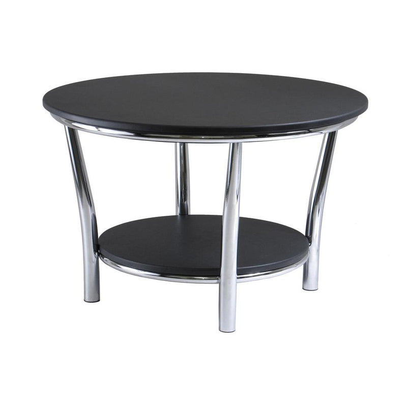 Maya Round Coffee Table, Black Top, Metal Legs