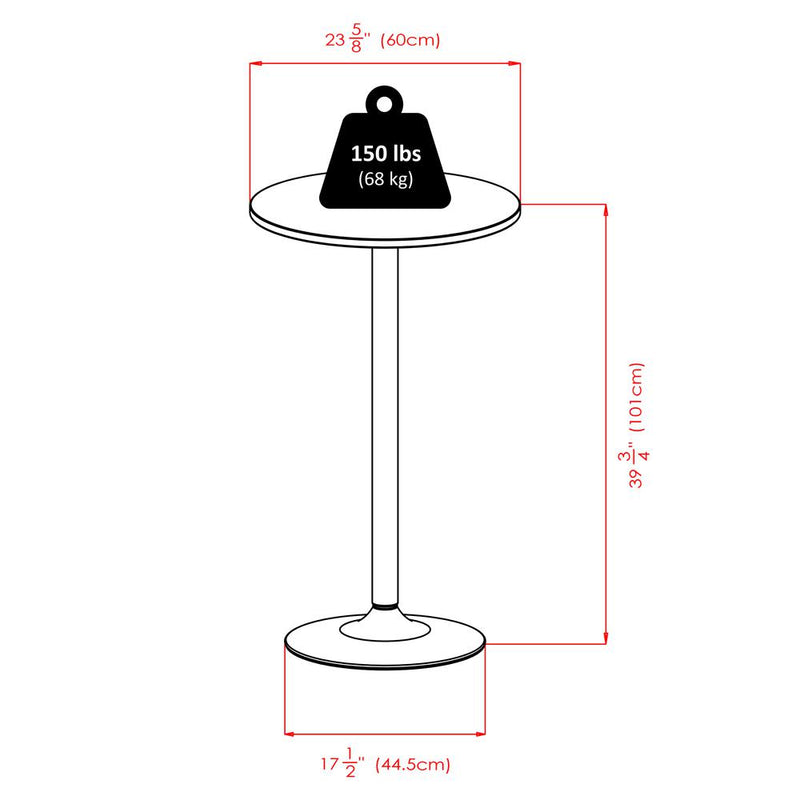 Spectrum 3pc Pub Table Set, 24" Round Black table with Chrome, 2 Airlift Stool