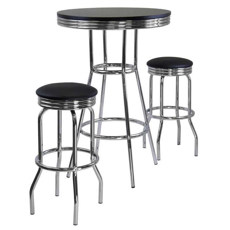 Summit 3pc Pub Table Set, includes 2 Swivel Stool