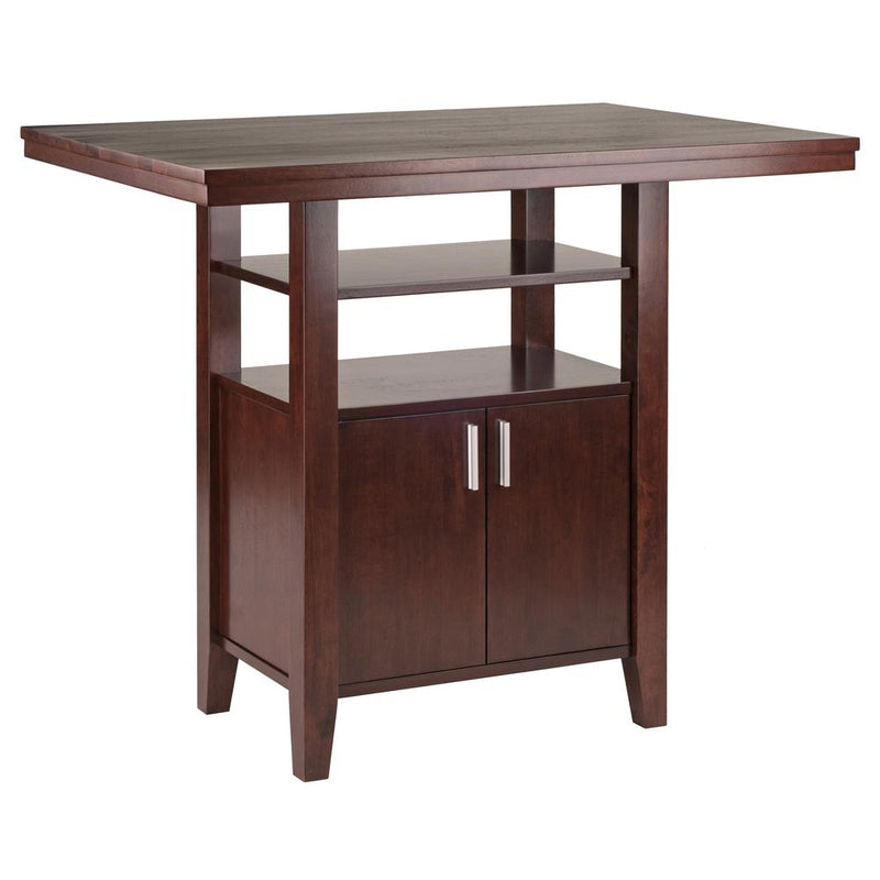 Albany High Table with Cabinet and Shelf in Walnut Finish