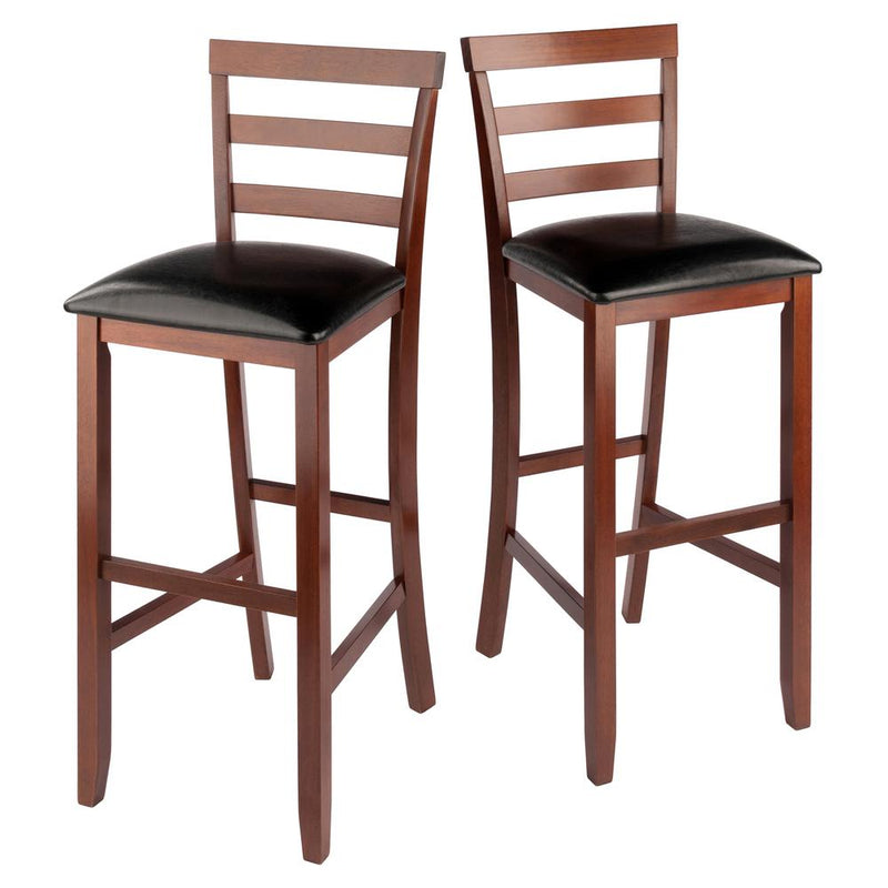 Simone Cushion Ladder-back Seat Bar Stools, 2-Pc Set, Black & Walnut