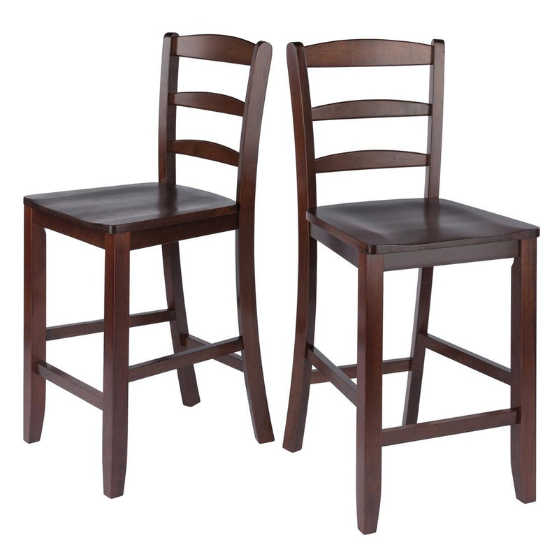 Benjamin 2-PC Ladder Back 24  Counter Stool Set Antique Walnut