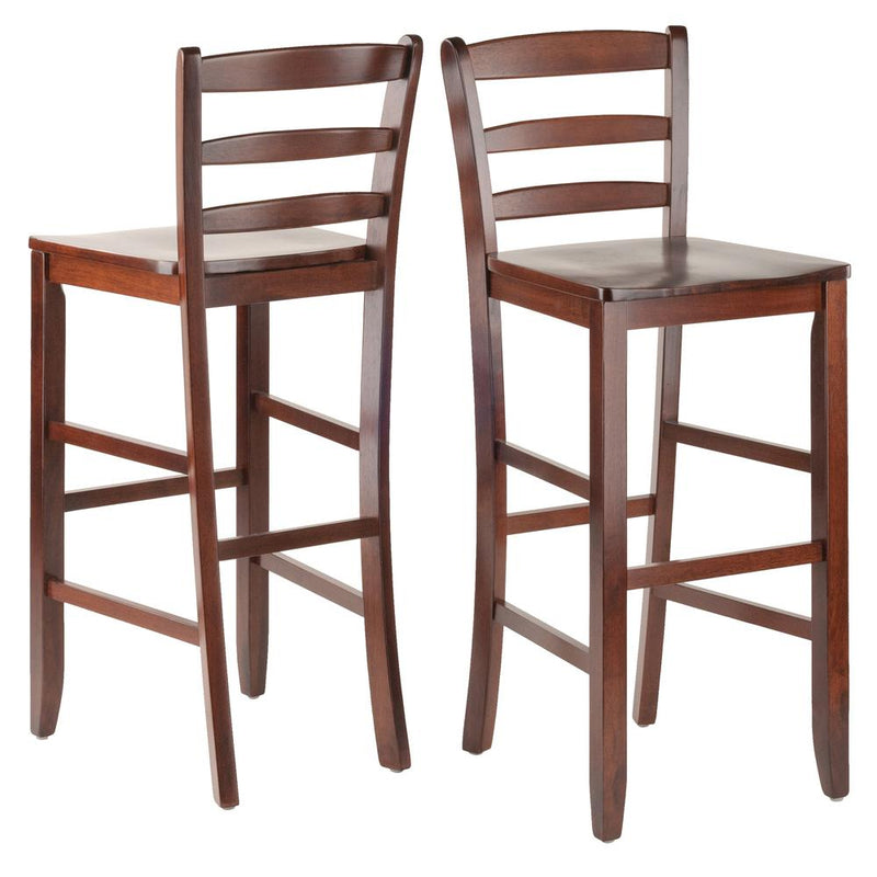 Benjamin 2-PC Ladder Back 30  Bar Stool Set Antique Walnut