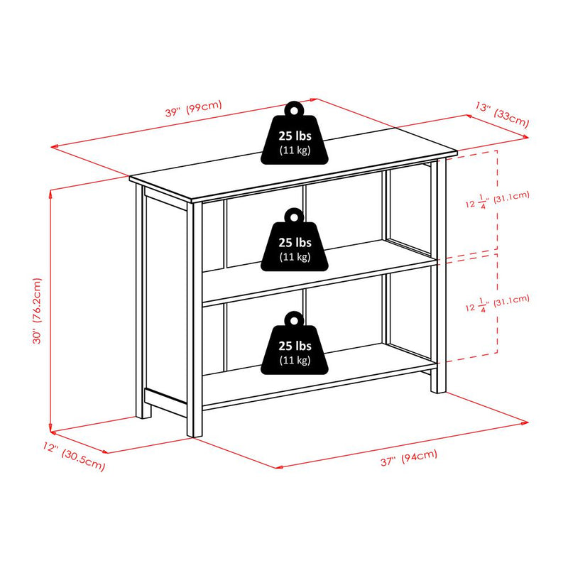 Verona 2-Section W Storage Shelf with 6 Foldable Black Fabric Baskets