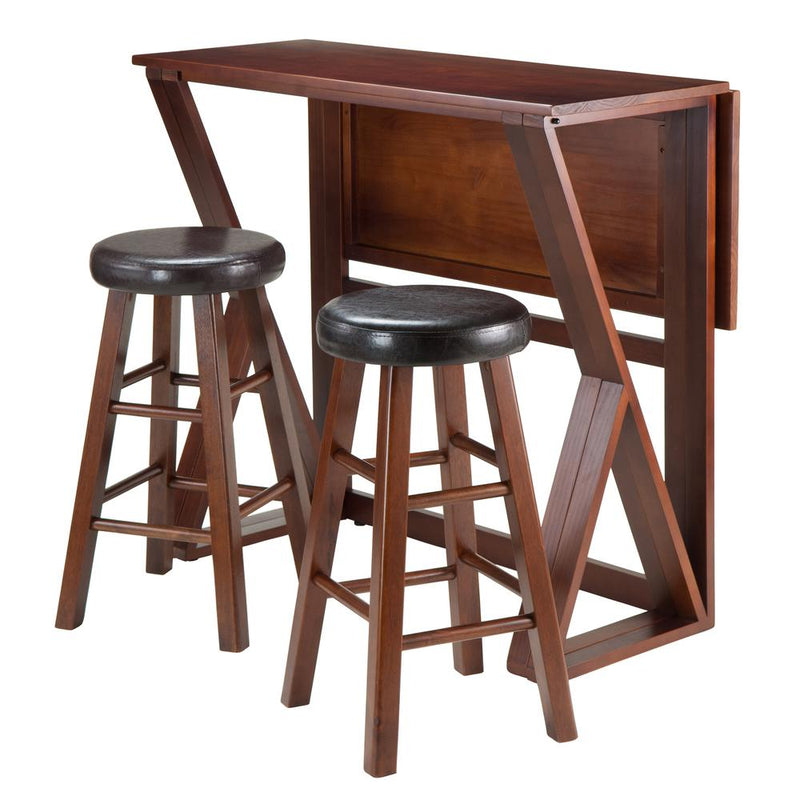 Harrington 3-Pc Drop Leaf High Table, 2-24" Cushion Round Seat Stools