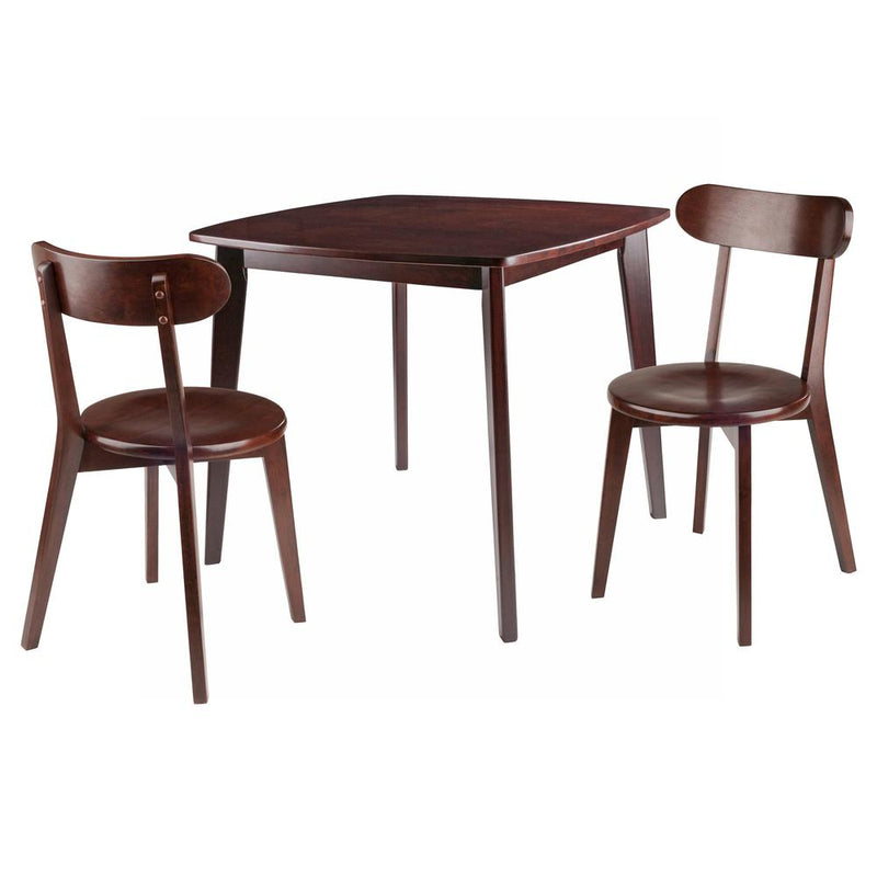 Pauline 3-Pc Set Table with Chairs, Walnut Finish