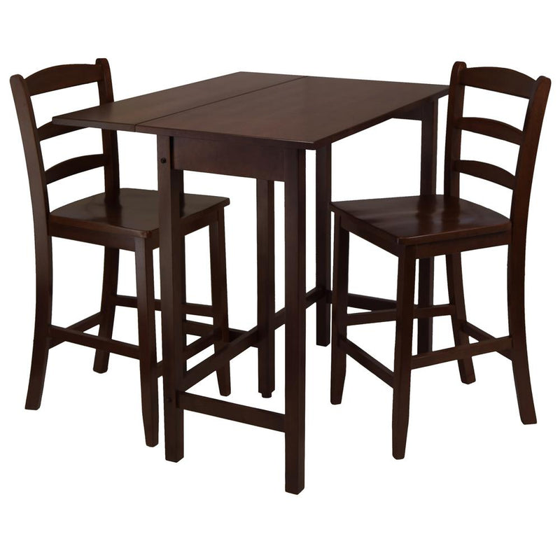 Lynnwood 3-Pc Drop Leaf High Table with 2 Counter Ladder Back Stool/Chair