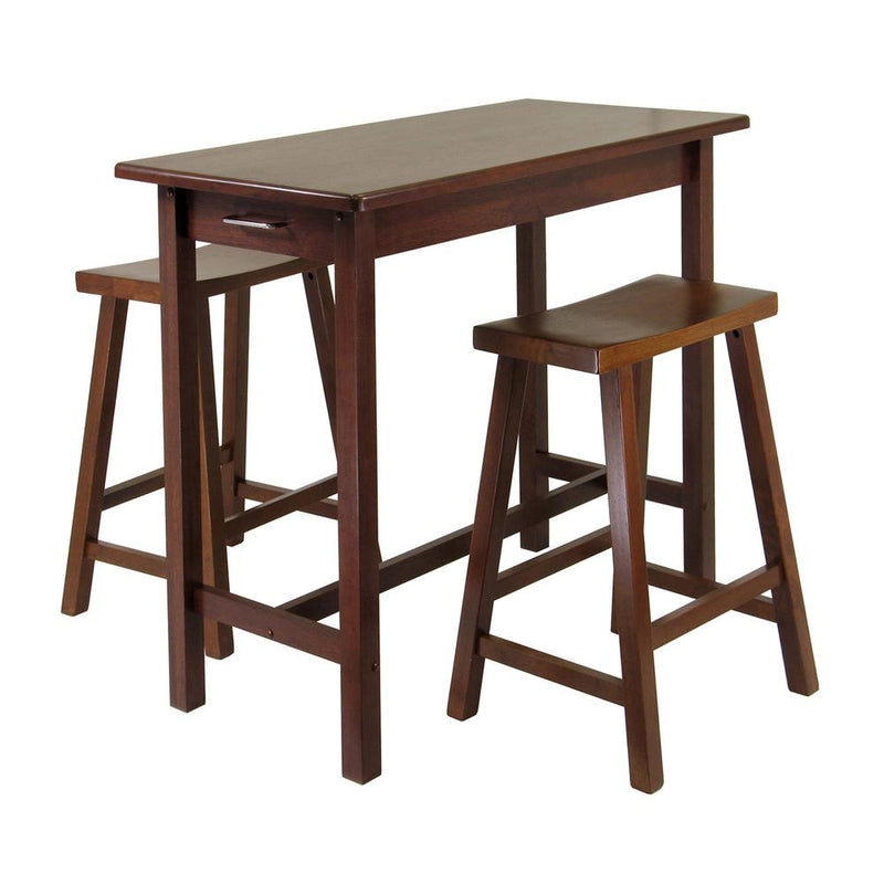 Sally 3-Pc Breakfast Table Set with 2 Saddle Seat Stools