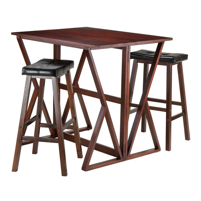 Harrington 3-Pc Drop Leaf High Table, 2 -29" Cushion Saddle Seat Stools