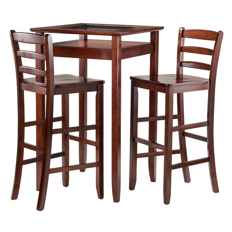 Halo 3pc Pub Table Set with 2 Ladder Back Stools