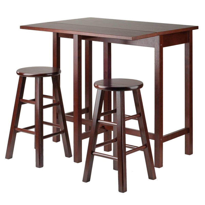 Lynnwood Drop Leaf Island Table with 2 Square Legs Stool Walnut