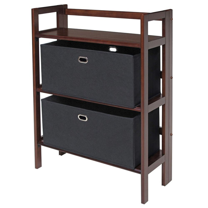 Torino 3-PC Set Folding Bookcase w/ Fabric Basket