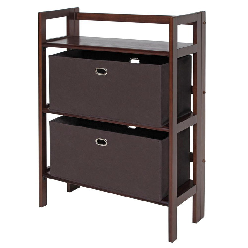 Torino 3-PC Set Folding Bookcase w/ Fabric Basket