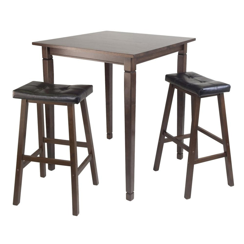 3pc Kingsgate High/Pub Dining Table with Cushioned Saddle Stool