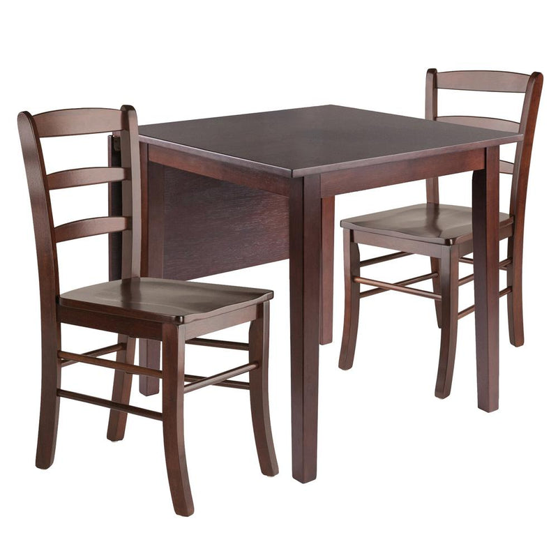 Perrone 3pc Drop Leaf Dining Table Set with Ladder Back Chair