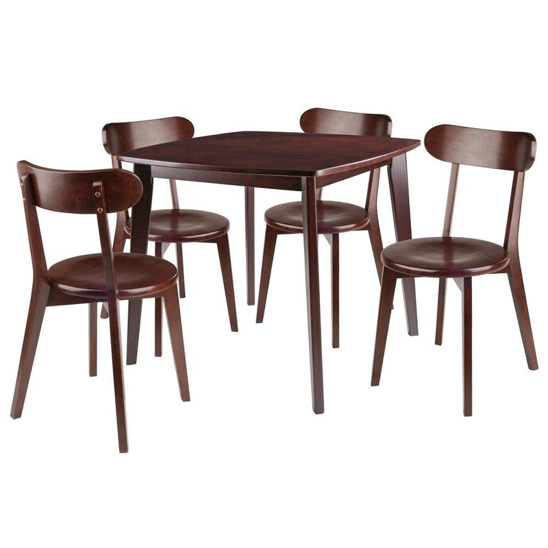 Pauline 5-Pc Set Table with Chairs, Walnut Finish