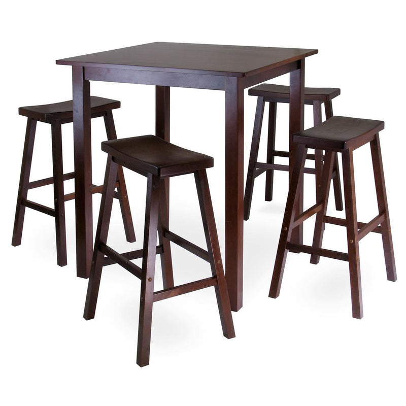 Parkland 5pc Square High/Pub Table Set with 4 Saddle Seat Stools