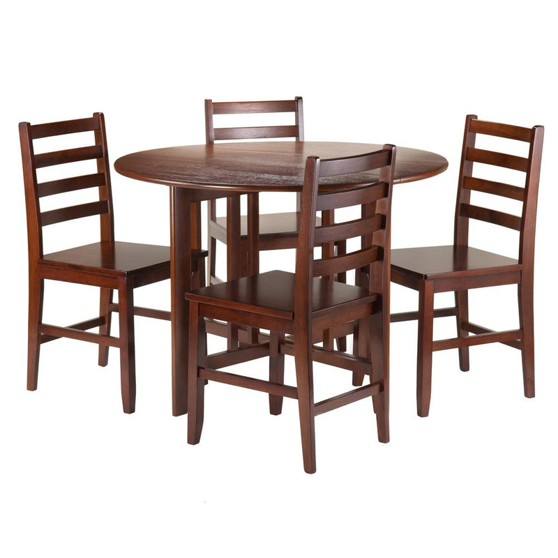 Alamo 5-Pc Round Drop Leaf Table with 4 Hamilton Ladder Back