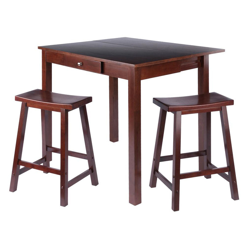 Perrone 3pc Set High Table with Saddle Seat Stools