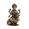 Ganeshaartsncrafts Brass 4-Inch Lakshmi On Lotus Statue – Divine Goddess of Wealth and Prosperity for Home Decor and Pooja
