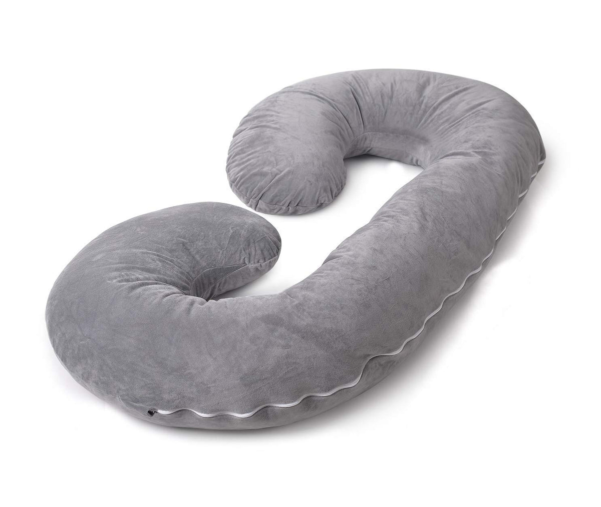 Kuber Industries Cotton Ultra Soft Hollow Fibre C Shaped Maternity Pillow, Pregnancy Pillow, Body Pillow with Zippered Cover (Grey) - CTKTC045960, Standard