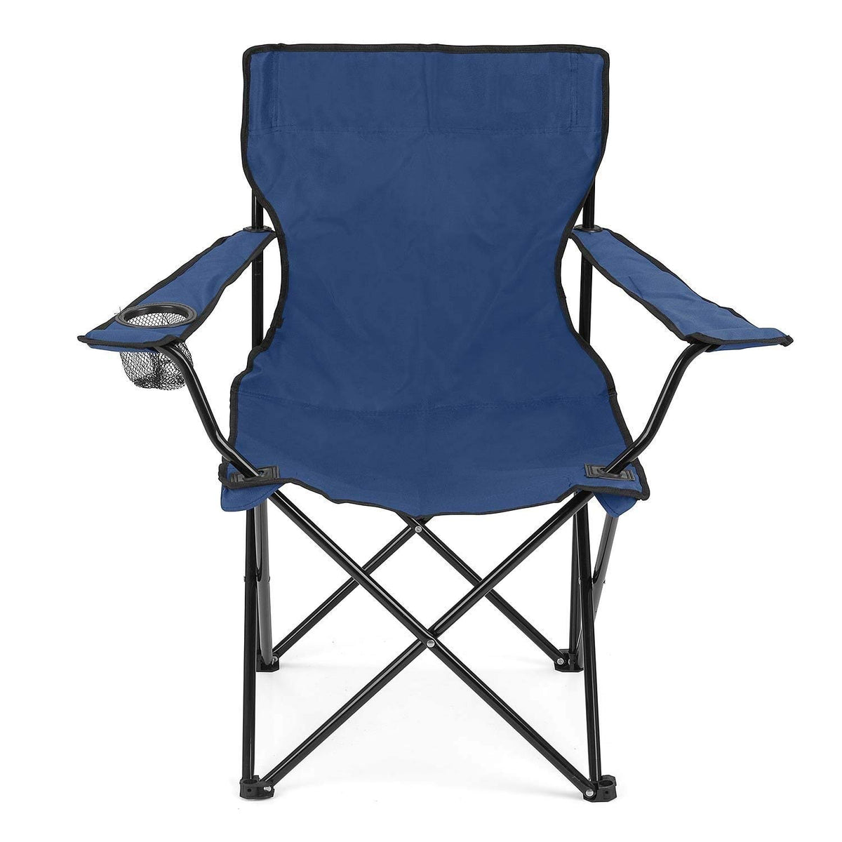 Niyam Folding Chair Big with Side Pocket - Portable Foldable Nylon Base Fabric Camping Chair for Fishing Beach Picnic Outdoor Garden Chair (Moon, Black)
