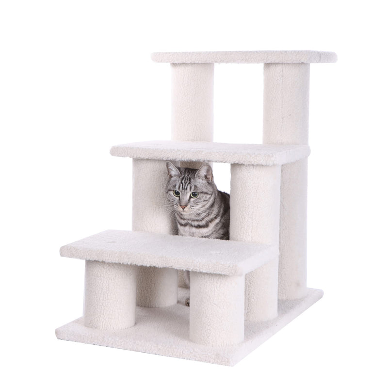 Armarkat 3 Step Real Wood Cat Step Stairs Ramp,  25" Height Dogs Climber And Kitten Steps B3001